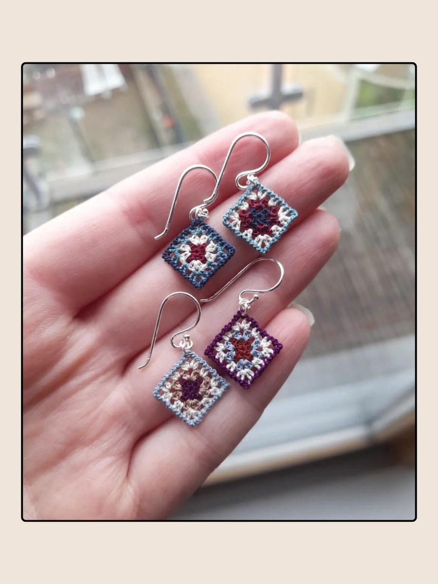 Granny Square Earring - Masterclass - The Crochet Boy